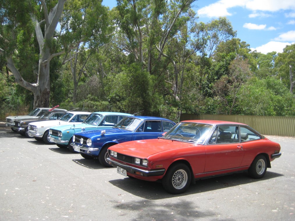09 - Isuzu Florian, Bellett sedan, Isuzu 117 and 3 Bellett GTs at Birdwood.JPG